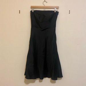 Ann Taylor Black Silk Strapless A-line Dress